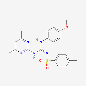 molecular formula C21H23N5O3S B5486643 N-{[(4,6-dimethyl-2-pyrimidinyl)amino][(4-methoxyphenyl)amino]methylene}-4-methylbenzenesulfonamide 