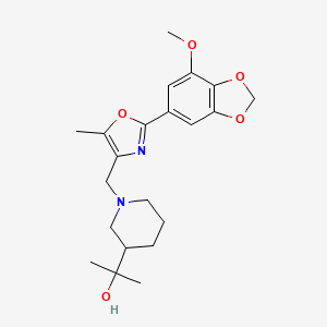molecular formula C21H28N2O5 B5486653 2-(1-{[2-(7-methoxy-1,3-benzodioxol-5-yl)-5-methyl-1,3-oxazol-4-yl]methyl}piperidin-3-yl)propan-2-ol 