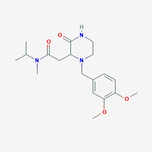 molecular formula C19H29N3O4 B5486693 2-[1-(3,4-dimethoxybenzyl)-3-oxo-2-piperazinyl]-N-isopropyl-N-methylacetamide 