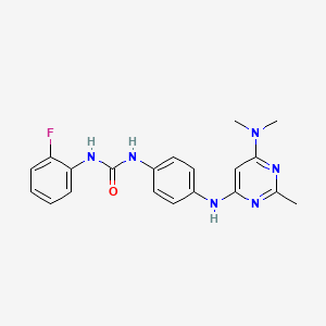 molecular formula C20H21FN6O B5486724 N-(4-{[6-(dimethylamino)-2-methyl-4-pyrimidinyl]amino}phenyl)-N'-(2-fluorophenyl)urea 