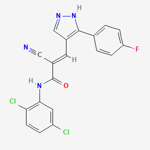 molecular formula C19H11Cl2FN4O B5486746 2-cyano-N-(2,5-dichlorophenyl)-3-[3-(4-fluorophenyl)-1H-pyrazol-4-yl]acrylamide 