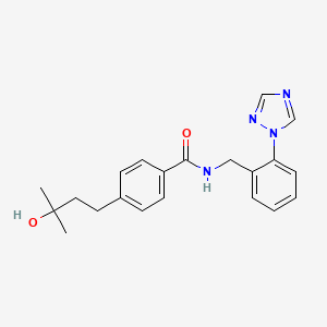 molecular formula C21H24N4O2 B5486755 4-(3-hydroxy-3-methylbutyl)-N-[2-(1H-1,2,4-triazol-1-yl)benzyl]benzamide 