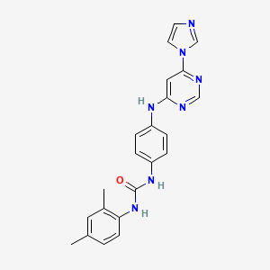 molecular formula C22H21N7O B5486791 N-(2,4-dimethylphenyl)-N'-(4-{[6-(1H-imidazol-1-yl)-4-pyrimidinyl]amino}phenyl)urea 