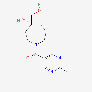 molecular formula C14H21N3O3 B5486850 1-[(2-ethyl-5-pyrimidinyl)carbonyl]-4-(hydroxymethyl)-4-azepanol 