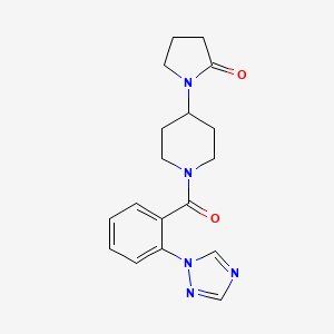 molecular formula C18H21N5O2 B5486880 1-{1-[2-(1H-1,2,4-triazol-1-yl)benzoyl]piperidin-4-yl}pyrrolidin-2-one 