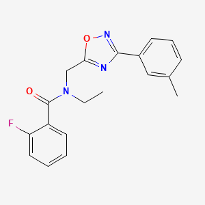 molecular formula C19H18FN3O2 B5486909 N-ethyl-2-fluoro-N-{[3-(3-methylphenyl)-1,2,4-oxadiazol-5-yl]methyl}benzamide 