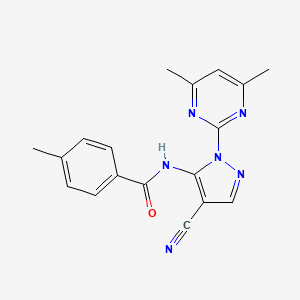 molecular formula C18H16N6O B5486941 N-[4-cyano-1-(4,6-dimethyl-2-pyrimidinyl)-1H-pyrazol-5-yl]-4-methylbenzamide 