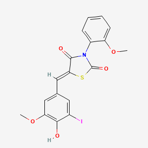 molecular formula C18H14INO5S B5486960 5-(4-hydroxy-3-iodo-5-methoxybenzylidene)-3-(2-methoxyphenyl)-1,3-thiazolidine-2,4-dione 