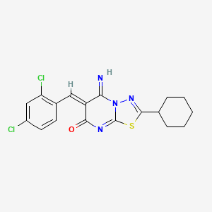 2-cyclohexyl-6-(2,4-dichlorobenzylidene)-5-imino-5,6-dihydro-7H-[1,3,4]thiadiazolo[3,2-a]pyrimidin-7-one