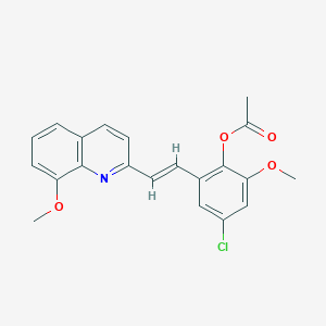molecular formula C21H18ClNO4 B5486970 4-chloro-2-methoxy-6-[2-(8-methoxy-2-quinolinyl)vinyl]phenyl acetate 