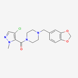 molecular formula C17H19ClN4O3 B5486985 1-(1,3-benzodioxol-5-ylmethyl)-4-[(4-chloro-1-methyl-1H-pyrazol-5-yl)carbonyl]piperazine 