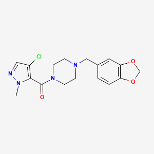 molecular formula C17H19ClN4O3 B5486985 [4-(1,3-BENZODIOXOL-5-YLMETHYL)PIPERAZINO](4-CHLORO-1-METHYL-1H-PYRAZOL-5-YL)METHANONE 