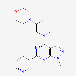 molecular formula C19H25N7O B5487152 N,1-dimethyl-N-[2-(4-morpholinyl)propyl]-6-(3-pyridinyl)-1H-pyrazolo[3,4-d]pyrimidin-4-amine 