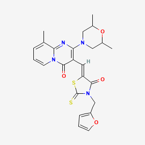 2-(2,6-dimethyl-4-morpholinyl)-3-{[3-(2-furylmethyl)-4-oxo-2-thioxo-1,3-thiazolidin-5-ylidene]methyl}-9-methyl-4H-pyrido[1,2-a]pyrimidin-4-one