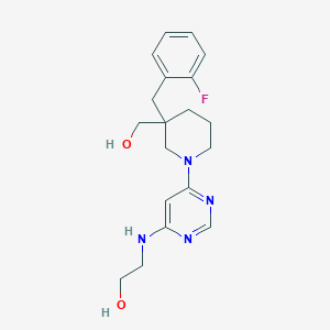 molecular formula C19H25FN4O2 B5487172 2-({6-[3-(2-fluorobenzyl)-3-(hydroxymethyl)piperidin-1-yl]pyrimidin-4-yl}amino)ethanol 