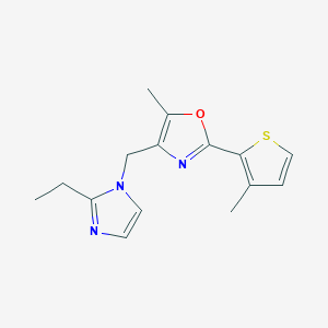molecular formula C15H17N3OS B5487206 4-[(2-ethyl-1H-imidazol-1-yl)methyl]-5-methyl-2-(3-methyl-2-thienyl)-1,3-oxazole 