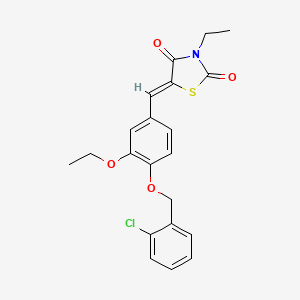 molecular formula C21H20ClNO4S B5487210 5-{4-[(2-chlorobenzyl)oxy]-3-ethoxybenzylidene}-3-ethyl-1,3-thiazolidine-2,4-dione 