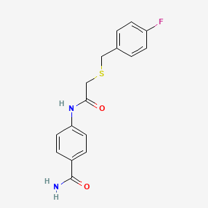 molecular formula C16H15FN2O2S B5487215 4-({[(4-fluorobenzyl)thio]acetyl}amino)benzamide 