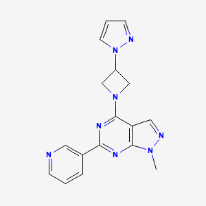 molecular formula C17H16N8 B5487238 1-methyl-4-[3-(1H-pyrazol-1-yl)-1-azetidinyl]-6-(3-pyridinyl)-1H-pyrazolo[3,4-d]pyrimidine 