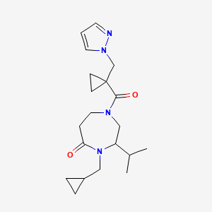 molecular formula C20H30N4O2 B5487245 4-(cyclopropylmethyl)-3-isopropyl-1-{[1-(1H-pyrazol-1-ylmethyl)cyclopropyl]carbonyl}-1,4-diazepan-5-one 