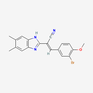 (2E)-3-(3-bromo-4-methoxyphenyl)-2-(5,6-dimethyl-1H-benzimidazol-2-yl)prop-2-enenitrile