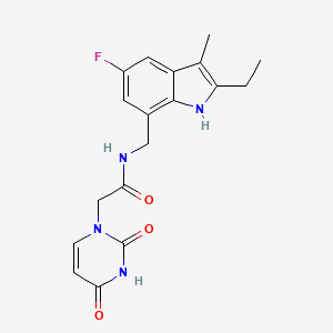 2-(2,4-dioxo-3,4-dihydropyrimidin-1(2H)-yl)-N-[(2-ethyl-5-fluoro-3-methyl-1H-indol-7-yl)methyl]acetamide