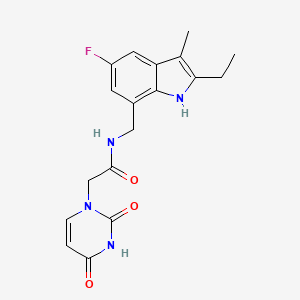 molecular formula C18H19FN4O3 B5487305 2-(2,4-dioxo-3,4-dihydropyrimidin-1(2H)-yl)-N-[(2-ethyl-5-fluoro-3-methyl-1H-indol-7-yl)methyl]acetamide 