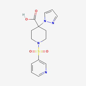 molecular formula C14H16N4O4S B5487312 4-(1H-pyrazol-1-yl)-1-(pyridin-3-ylsulfonyl)piperidine-4-carboxylic acid 