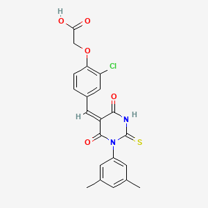 (2-chloro-4-{[1-(3,5-dimethylphenyl)-4,6-dioxo-2-thioxotetrahydro-5(2H)-pyrimidinylidene]methyl}phenoxy)acetic acid