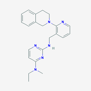 molecular formula C22H26N6 B5487529 N~2~-{[2-(3,4-dihydroisoquinolin-2(1H)-yl)pyridin-3-yl]methyl}-N~4~-ethyl-N~4~-methylpyrimidine-2,4-diamine 