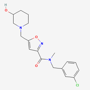 molecular formula C18H22ClN3O3 B5487565 N-(3-chlorobenzyl)-5-[(3-hydroxypiperidin-1-yl)methyl]-N-methylisoxazole-3-carboxamide 