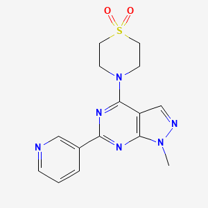 molecular formula C15H16N6O2S B5487594 4-(1,1-dioxido-4-thiomorpholinyl)-1-methyl-6-(3-pyridinyl)-1H-pyrazolo[3,4-d]pyrimidine 