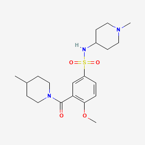 molecular formula C20H31N3O4S B5487659 4-methoxy-N-(1-methyl-4-piperidinyl)-3-[(4-methyl-1-piperidinyl)carbonyl]benzenesulfonamide 