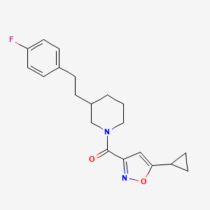 molecular formula C20H23FN2O2 B5487664 1-[(5-cyclopropyl-3-isoxazolyl)carbonyl]-3-[2-(4-fluorophenyl)ethyl]piperidine 