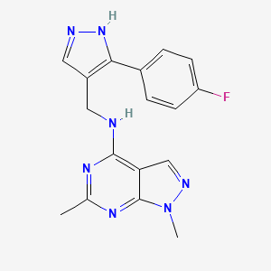 molecular formula C17H16FN7 B5487731 N-{[3-(4-fluorophenyl)-1H-pyrazol-4-yl]methyl}-1,6-dimethyl-1H-pyrazolo[3,4-d]pyrimidin-4-amine 