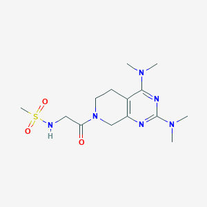 molecular formula C14H24N6O3S B5487757 N-{2-[2,4-bis(dimethylamino)-5,8-dihydropyrido[3,4-d]pyrimidin-7(6H)-yl]-2-oxoethyl}methanesulfonamide 