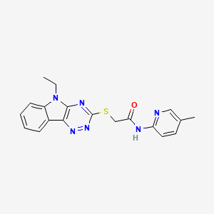 molecular formula C19H18N6OS B5487803 2-[(5-ethyl-5H-[1,2,4]triazino[5,6-b]indol-3-yl)thio]-N-(5-methyl-2-pyridinyl)acetamide 