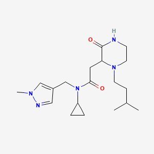 molecular formula C19H31N5O2 B5487859 N-cyclopropyl-2-[1-(3-methylbutyl)-3-oxo-2-piperazinyl]-N-[(1-methyl-1H-pyrazol-4-yl)methyl]acetamide 