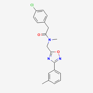 molecular formula C19H18ClN3O2 B5487880 2-(4-chlorophenyl)-N-methyl-N-{[3-(3-methylphenyl)-1,2,4-oxadiazol-5-yl]methyl}acetamide 