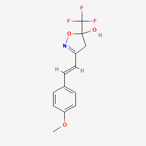 molecular formula C13H12F3NO3 B5487900 3-[2-(4-methoxyphenyl)vinyl]-5-(trifluoromethyl)-4,5-dihydro-5-isoxazolol 