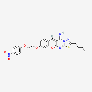 molecular formula C24H23N5O5S B5487903 2-butyl-5-imino-6-{4-[2-(4-nitrophenoxy)ethoxy]benzylidene}-5,6-dihydro-7H-[1,3,4]thiadiazolo[3,2-a]pyrimidin-7-one 