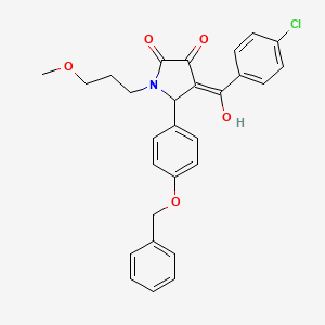 molecular formula C28H26ClNO5 B5487908 5-[4-(benzyloxy)phenyl]-4-(4-chlorobenzoyl)-3-hydroxy-1-(3-methoxypropyl)-1,5-dihydro-2H-pyrrol-2-one 