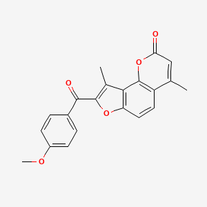 molecular formula C21H16O5 B5487960 8-(4-methoxybenzoyl)-4,9-dimethyl-2H-furo[2,3-h]chromen-2-one 