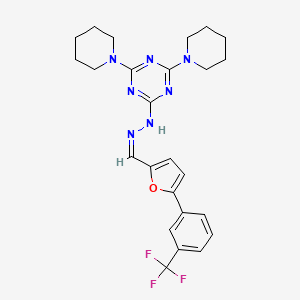 5-[3-(trifluoromethyl)phenyl]-2-furaldehyde (4,6-di-1-piperidinyl-1,3,5-triazin-2-yl)hydrazone