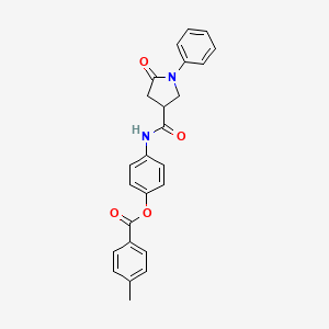 4-{[(5-oxo-1-phenyl-3-pyrrolidinyl)carbonyl]amino}phenyl 4-methylbenzoate