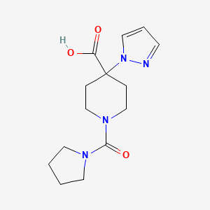 4-(1H-pyrazol-1-yl)-1-(pyrrolidin-1-ylcarbonyl)piperidine-4-carboxylic acid