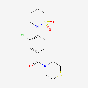 molecular formula C15H19ClN2O3S2 B5488096 2-[2-chloro-4-(4-thiomorpholinylcarbonyl)phenyl]-1,2-thiazinane 1,1-dioxide 