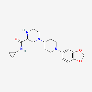 molecular formula C20H28N4O3 B5488131 4-[1-(1,3-benzodioxol-5-yl)-4-piperidinyl]-N-cyclopropyl-2-piperazinecarboxamide 