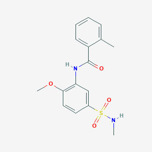 molecular formula C16H18N2O4S B5488148 N-{2-methoxy-5-[(methylamino)sulfonyl]phenyl}-2-methylbenzamide 