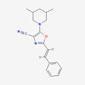 5-(3,5-dimethylpiperidin-1-yl)-2-[(E)-2-phenylethenyl]-1,3-oxazole-4-carbonitrile